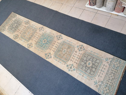 2'6x11'6 turkish runner rug, runner rug,vintage, oushak runner rug, kitchen runner rug, hallway runner rug,vintage runner rug,oushak runner