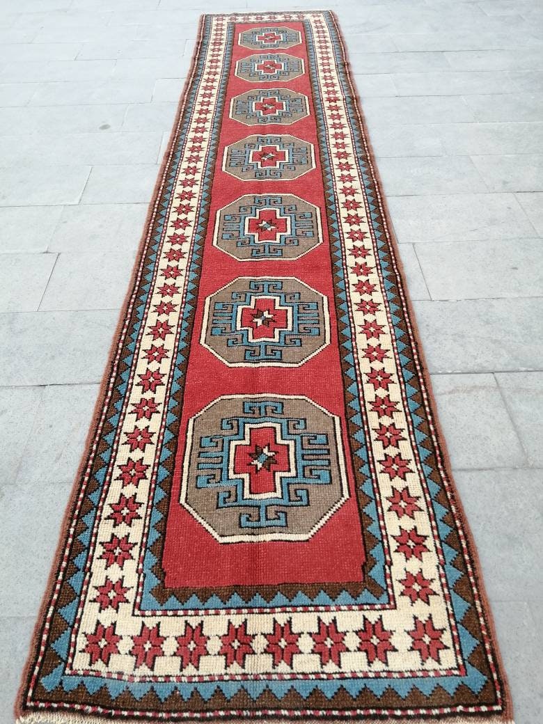 XL Turkish Runner Rug 2.8 x 13 Vintage Runner Rug Hallway Runner Rug Kitchen Runner Rug Staircase l Runner Rug Extra Long Oushak Runner