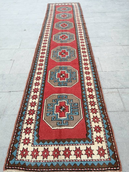 XL Turkish Runner Rug 2.8 x 13 Vintage Runner Rug Hallway Runner Rug Kitchen Runner Rug Staircase l Runner Rug Extra Long Oushak Runner
