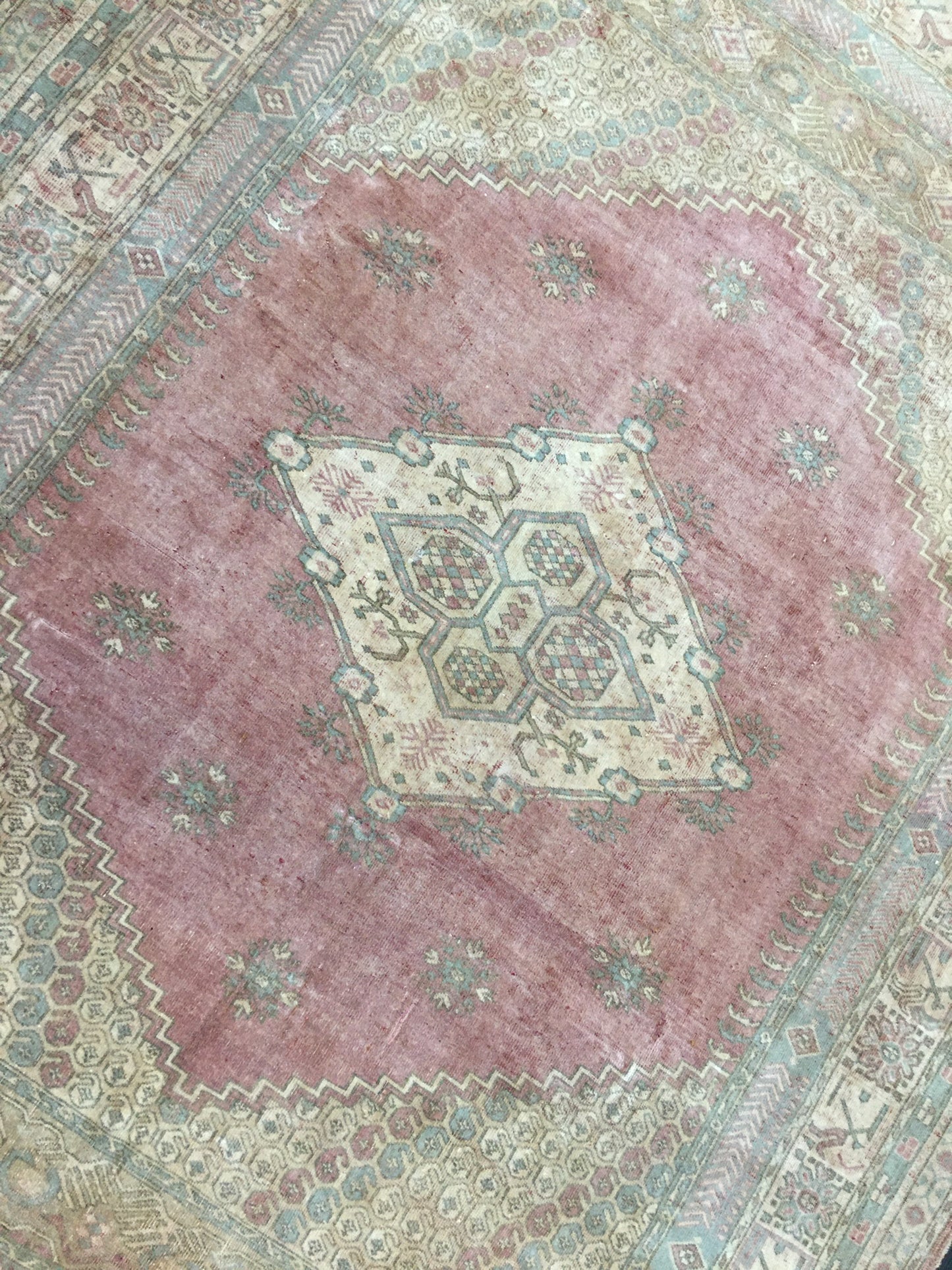 TURKISH Rug Vintage 6.6 x 8.5 Oriental Rug Vintage Persian Rug Blue OUSHAK RUG Oushak Rug Hand Made Rug Vintage Excellent Condition Rug