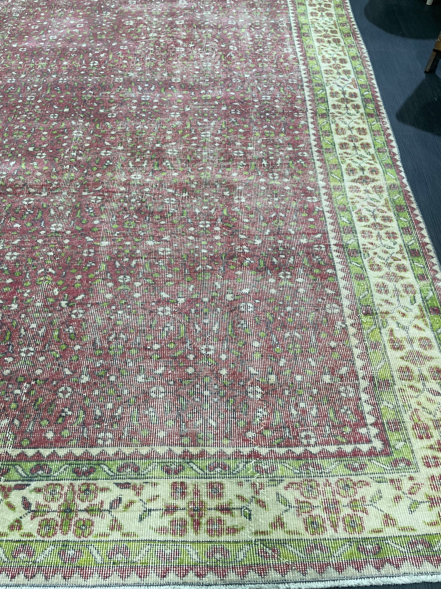 Floral Vintage OUSHAK RUG Antique TURKISH Rug Vintage Distressed Oriental Rug 6.7 x 10.3 Wool  Rug Hand Made Vintage Rug 7x10 Turkish Rug