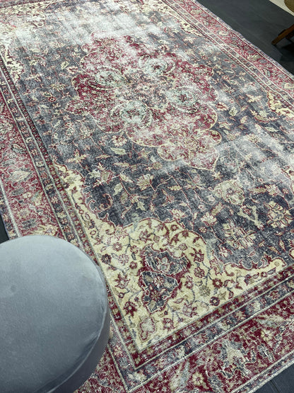 Antique Persian RUG, Turkish Oushak 6.3 x 10 Rug, Vintage Distressed Rug, Vintage Rug, Wool Muted Oriental Rug, Handmade Rug,