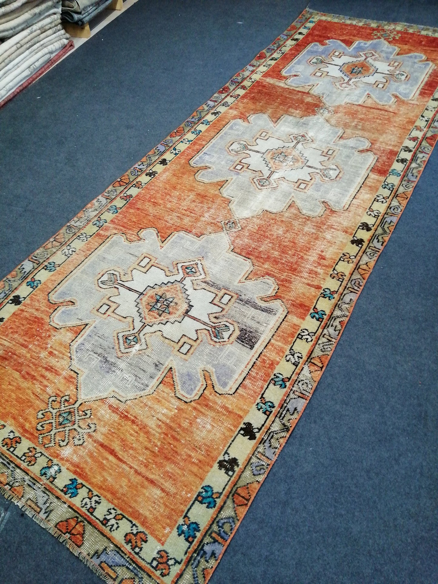 Vintage Oushak Runner Rug Turkish Runner 4 x 11 Rug Vintage Runner Rug Hallway Runner Rug Kitchen Runner Rug Wool Runner Rug Wool Rug