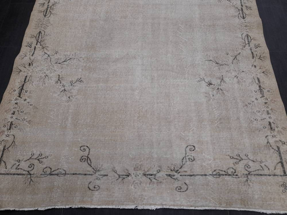 Neutral Oriental Rug TURKISH Rug 6.5 x 9.7 Distressed Vintage Antique Rug Vintage Wool Distressed Rug Neutral Hand Made Rug