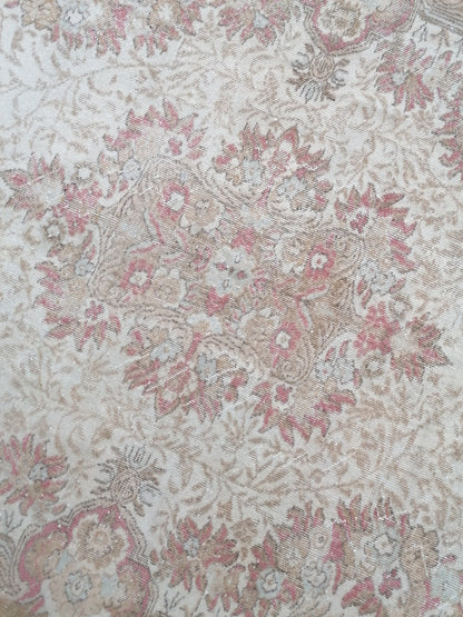 Muted oushak rug 6x9'7 large vintage rug, pastel hand made wool rug,  turkish area rug, bohemian rug