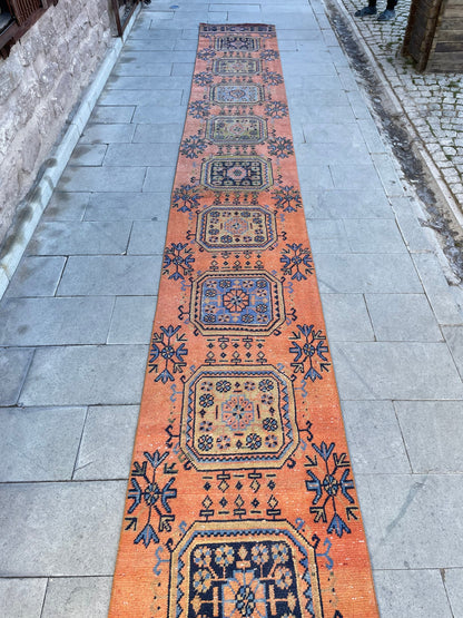 XL Long Handmade Runner Rug 2.6 x 19.7 Long TURKISH Runner Rug Vintage Runner Rug Oriental Runner Rug Staircase Runner Hand Knotted Runner