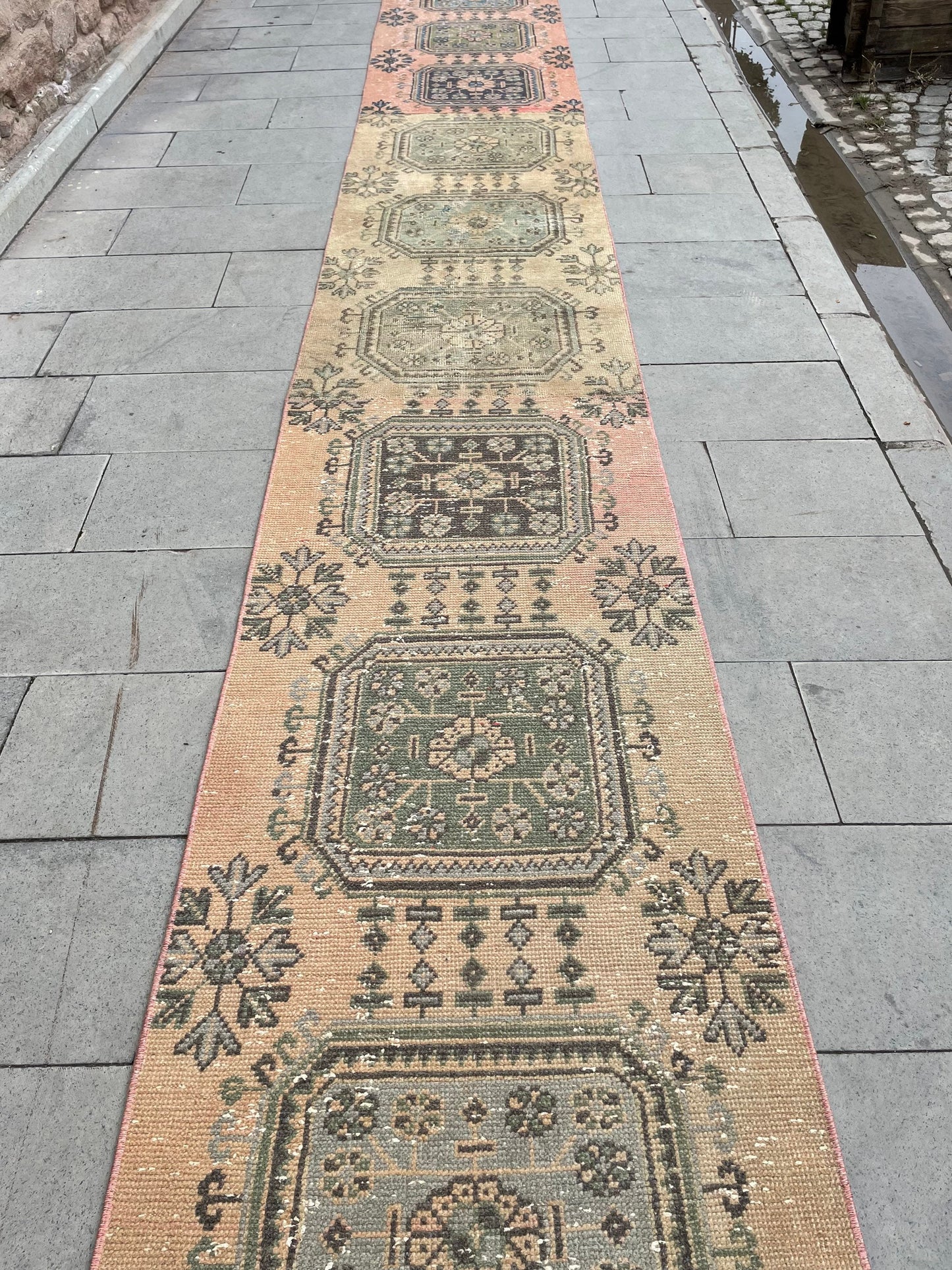 Muted Vintage Staircase Runner Rug 2.5 x 27 Extra Long TURKISH Runner Rug Vintage Runner Rug Distressed Runner Rug  Runner Handmade Runner