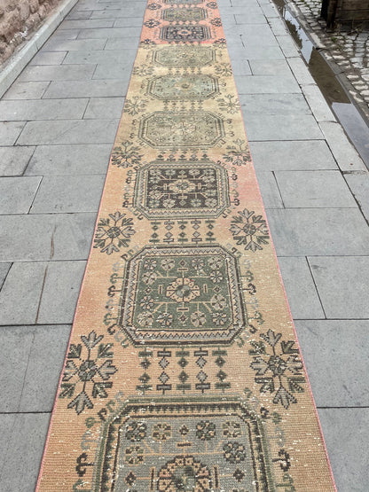 Muted Vintage Staircase Runner Rug 2.5 x 27 Extra Long TURKISH Runner Rug Vintage Runner Rug Distressed Runner Rug  Runner Handmade Runner