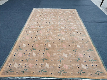 Hand made wool bohemian rug 7'2x4'5 vintage rug