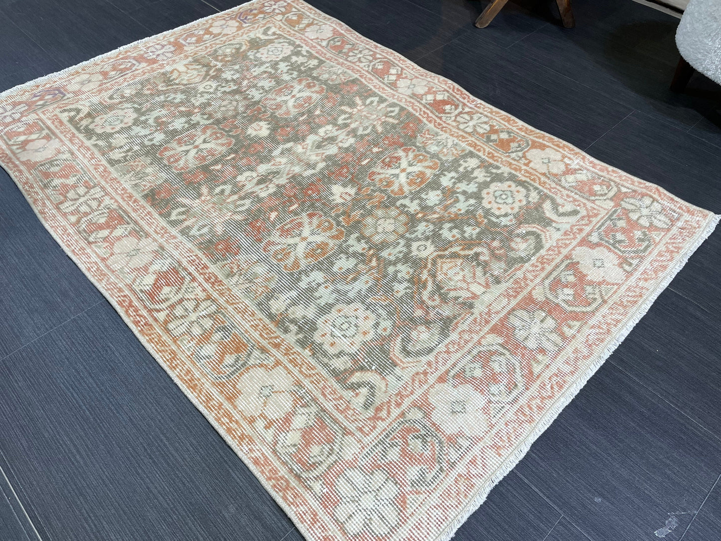 Wool Handmade 3 x 4.5 Rug, Persian Rug, Turkish Rug, Hand Knotted Wool Rug, Vintage Rug, Oushak Rug