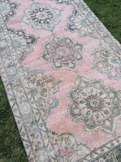 Vintage wool runner, hallway runner 4'8x12'5 distressed turkish handmade runner, kitchen runner rug, entery runner rug
