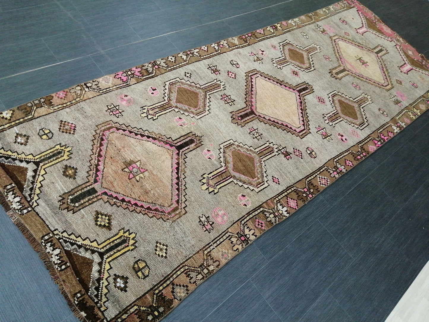 3.8 x 10.4 Oushak Runner Rug Turkish Runner Rug Vintage Runner Rug Hallway Runner Rug Kitchen Runner Rug Wool Runner Rug Wool Oushak Rug