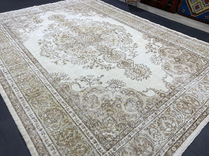 Vintage RUG 7.2 x 10 Antique Rug Vintage Wool  Oriental Rug Handmade Rug Hand Knotted  Rug NATURAL Wool Rug Turkish Rug