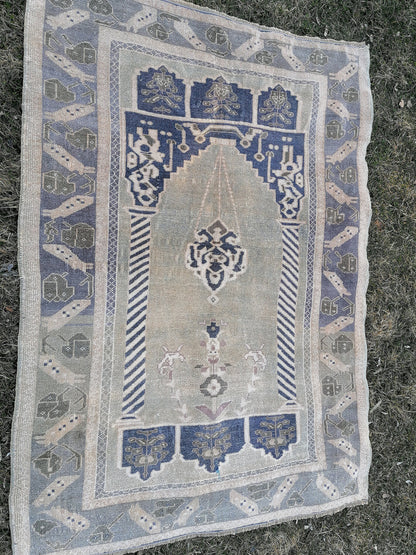 4'1x5'8 rug ,vintage green rug, rug, oushak turkish rug, kitchen rug, vintage anatolian unique hand made rug