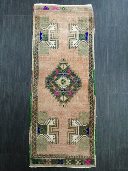 Small Turkish Rug Mini Rug Powder room Rug Turkish Rug Oushak Rug Hand Made Rug Vintage Mat Rug