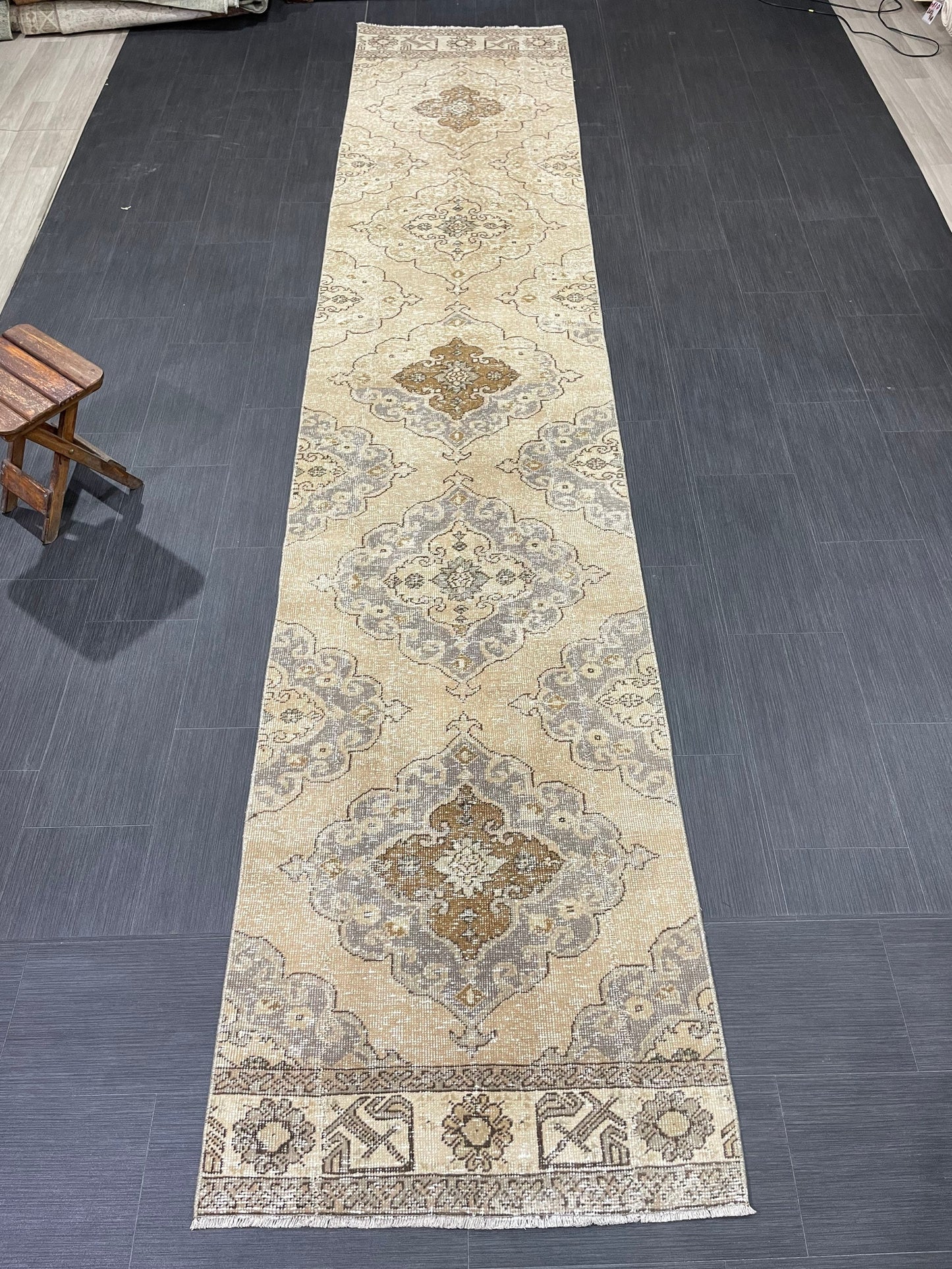 Hand Knotted Runner Rug Turkish Runner 2.7 x 13.5 Rug Vintage Runner Rug Hallway Runner Rug Kitchen Runner Rug Wool Runner Wool Oushak Rug