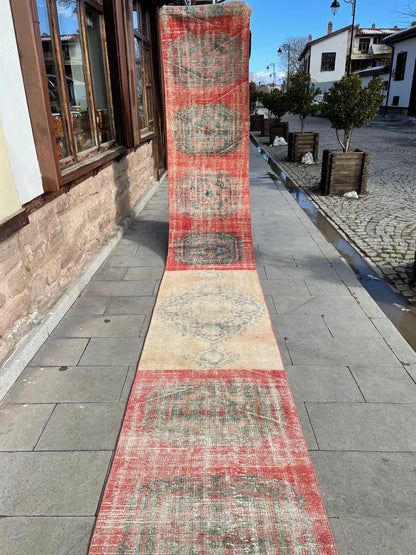 Staircase Runner Rug 2.6 x 22 ft Extra Long TURKISH Runner Rug Vintage Runner Rug Distressed Runner Rug Patchwork Runner Hand Knotted Runner