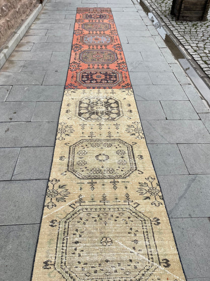 Vintage Staircase Runner Rug 2.3 x 31 ft Extra Long TURKISH Runner Rug Vintage Runner Rug Distressed Runner Rug  Runner Hand Knotted Runner