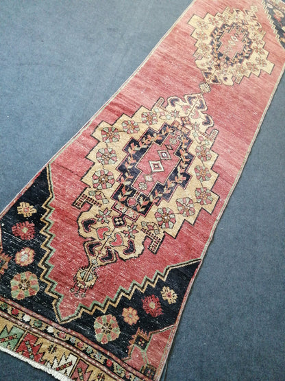 10.10 X 2.8 ft Vintage Runner Rugs Turkish Runner Rugs Oushak  Rug, Bohemian  RUNNER Rug, Living Room Rugs, Oushak Rug, Hallway  RUG Runner