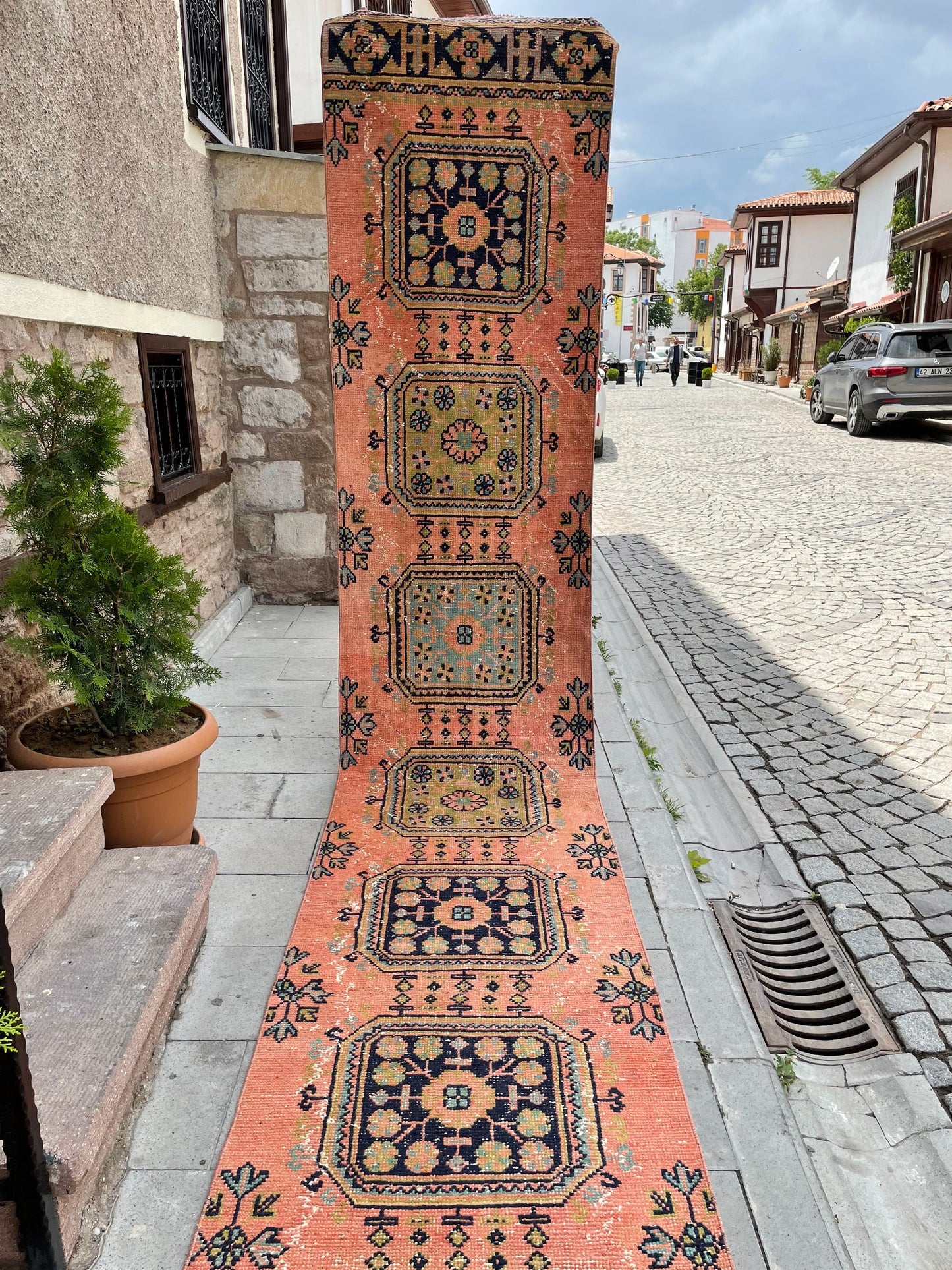 Long Vintage Runner TURKISH Runner Rug 2.6 x 21 Handmade Runner Rug XL Oriental Runner Rug Staircase Hand Knotted Runner rug