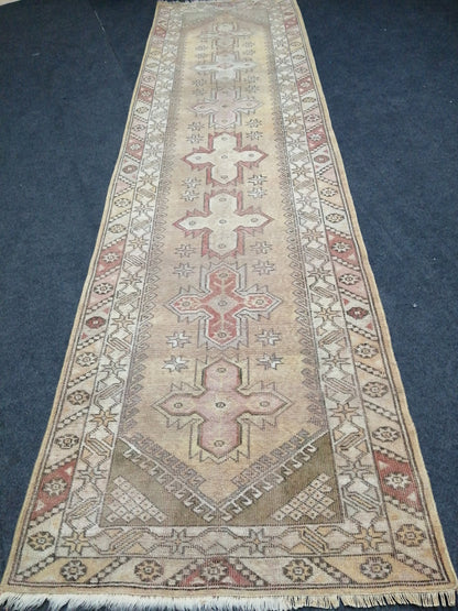 3x10 Muted Oushak Runner Rug Turkish Runner Rug Vintage Runner Rug Hallway Runner Rug Kitchen Runner Rug Wool Runner 2.10 x 10 Rug