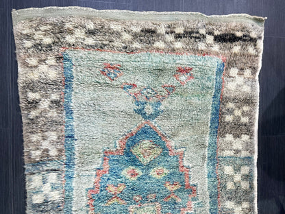 Antique Rug, Vintage Shaggy 3.7 x 5.9 Rug, High Wool Pile Rug,Plush Rug,Handmade Rug,Hand Knotted Rug,One Of A Kind Rug, Nomad Rug, Rear Rug