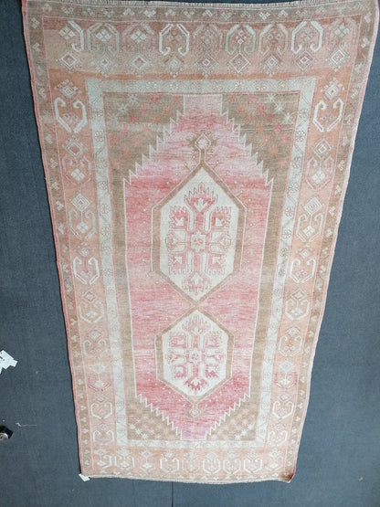 Vintage rug, hand made wool rug 4'4x8'11 vintage runner rug, turkish rug, oushak rug