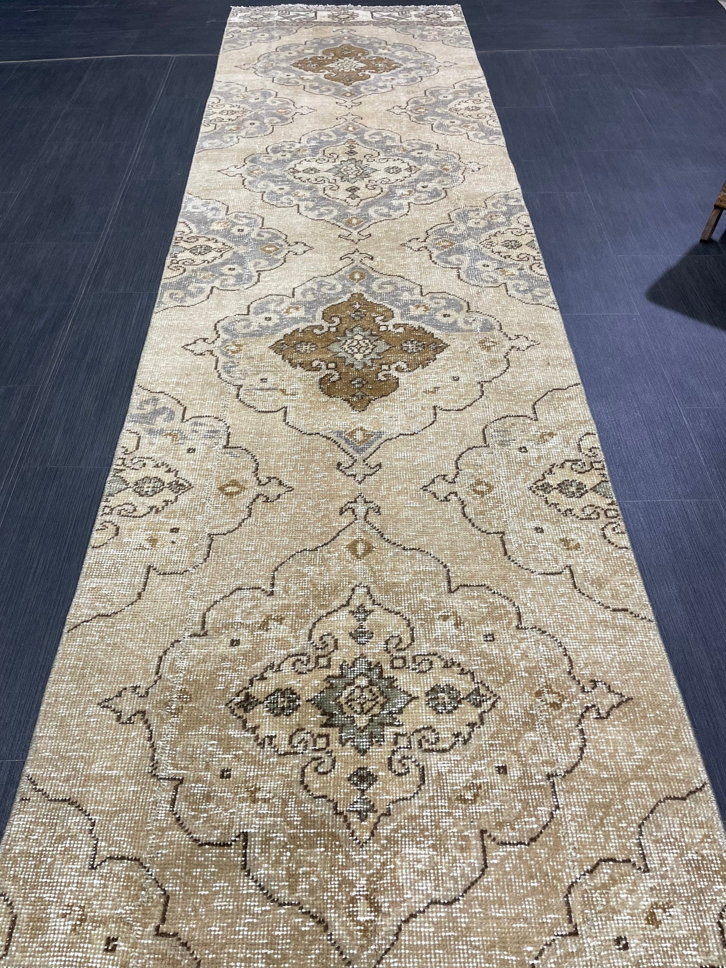 Hand Knotted Runner Rug Turkish Runner 2.7 x 13.5 Rug Vintage Runner Rug Hallway Runner Rug Kitchen Runner Rug Wool Runner Wool Oushak Rug