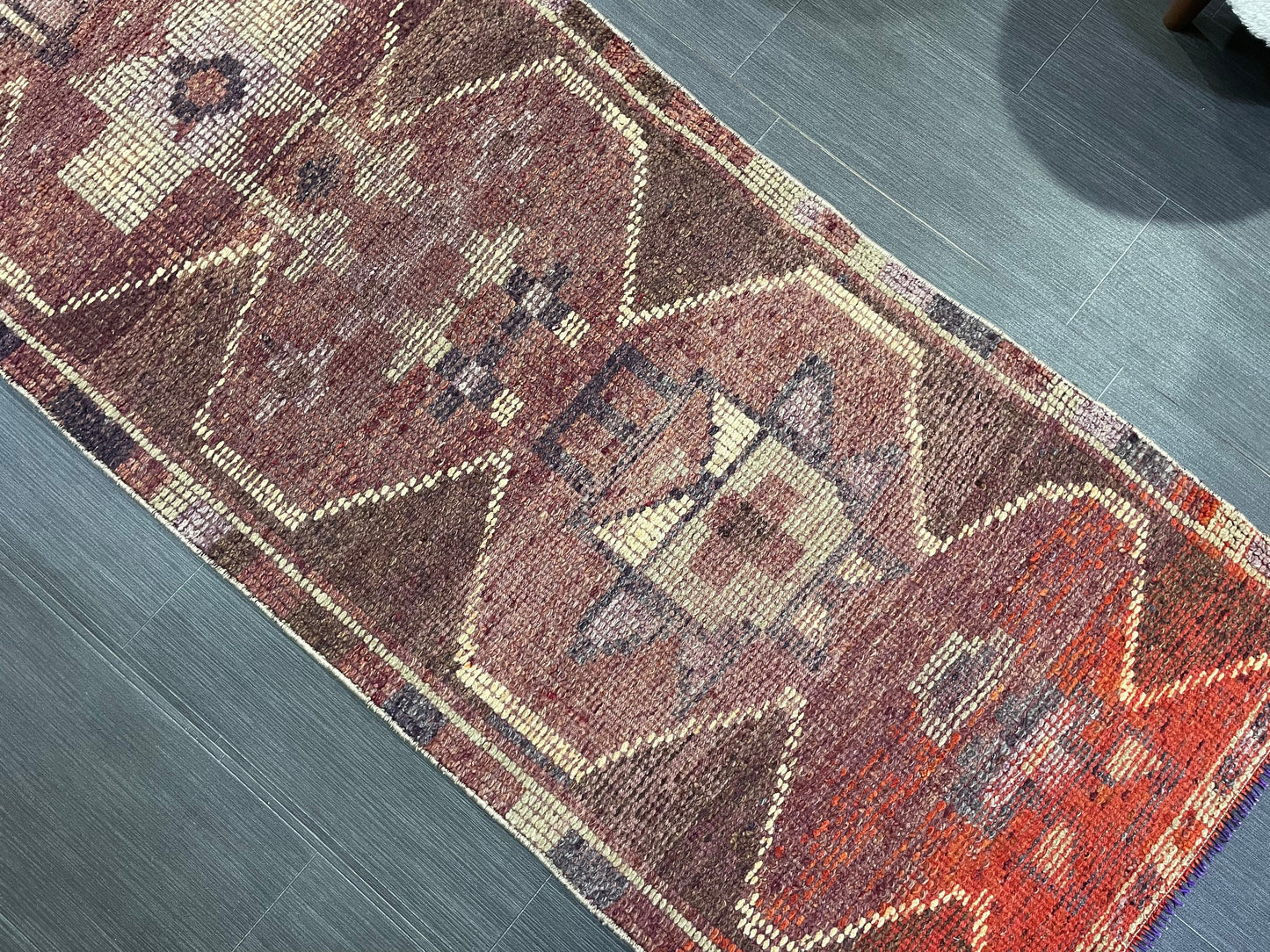 Turkish Runner Rug, Muted Vintage Runner 2.6 x 7.8 Rug, Persian Hallway Runner Rug, Kitchen Runner Rug Oriental Distressed Runner