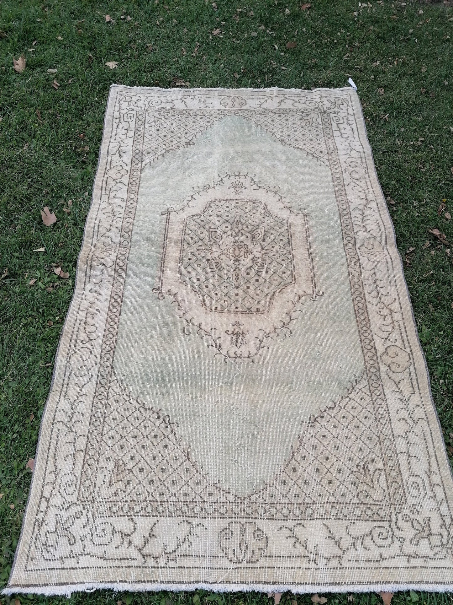 6'8x3'10 muted vintage rug, turkısh rug, oushak turkısh rug, kıtchen rug,wool area rug,kıtchen oushak rug