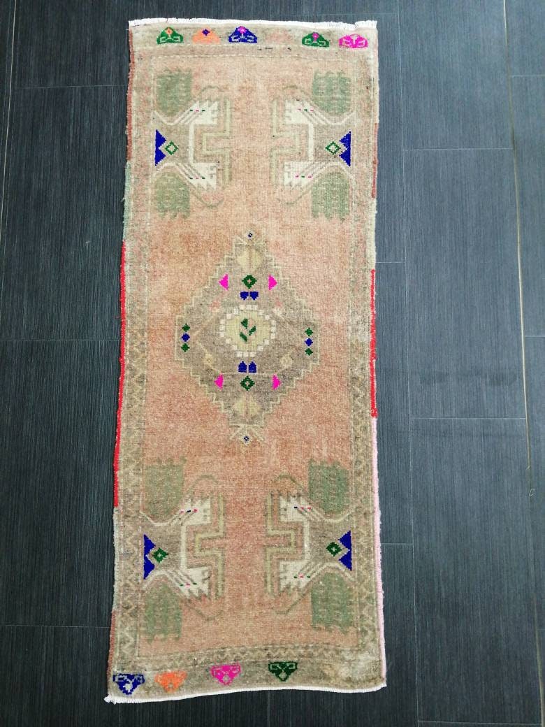 Vintage Turkish Rug Mini Rug Small Area Rug Turkish Rug Oushak Rug Persian Hand Made Rug Oriental Vintage Rug Door Mat