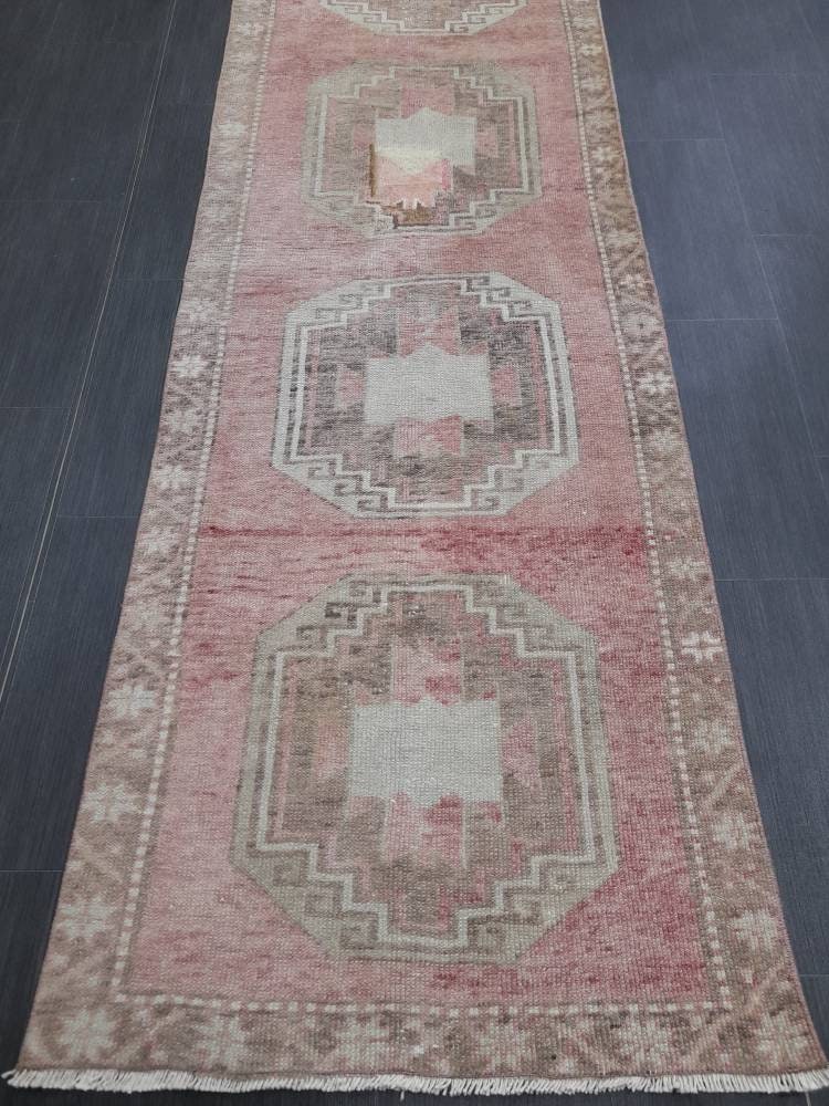 Muted Vintage Runner Rug 2.7 x 10.8 Muted Turkish Runner Rug Vintage Runner Rug Hallway Runner Rug Kitchen Runner Rug Hallway Runner Rug