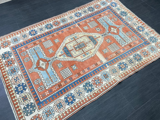 Vintage Oushak Rug 4.7 x 7 Vintage Rug Wool Antique Rug Hand Made Rugs Vintage Turkish Rug OUSHAK RUG TURKISH Oushak Rug