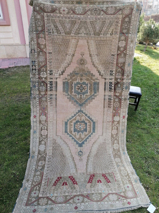 8 x 4 vintage rug, turkish rug,oushak anatolian hand made