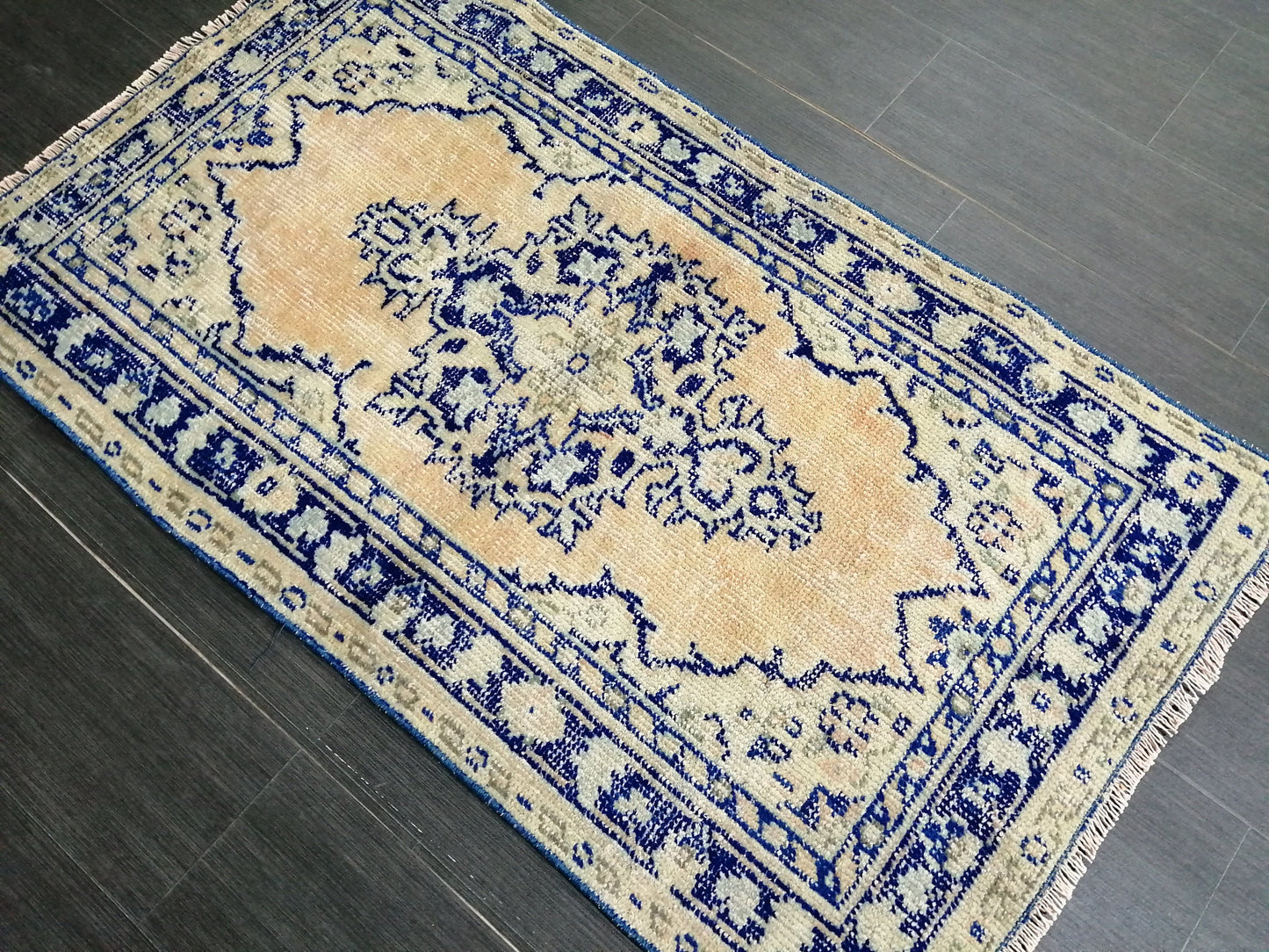 4.6 x 2.6 Blue Rugs, Hand Made Rug, Oushak Rug, Rustic Rug, Bohemian Rug, Rug Runner, Turkish Rug, Farmhouse Rug, Vintage Rug, Wool rug