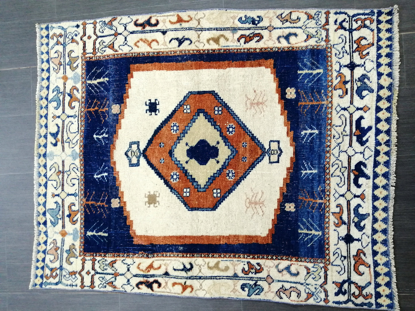 4.7 X 3.7 OUSHAK RUG TURKISH Oushak Rug Vintage Oushak Runner Rug Vintage Runner Rug Wool Oushak Rug Hand Made Rugs Vintage Turkish Rug