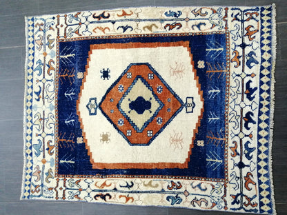 4.7 X 3.7 OUSHAK RUG TURKISH Oushak Rug Vintage Oushak Runner Rug Vintage Runner Rug Wool Oushak Rug Hand Made Rugs Vintage Turkish Rug