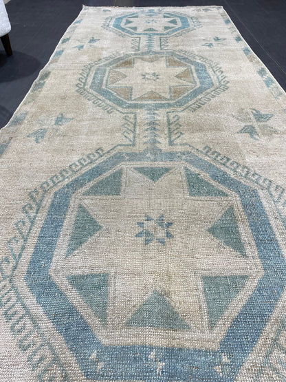 Antique Runner Rug, Vintage 3.7 x 10 Runner Rug, Persian Runner, Handmade Runner Rug, Turkish Runner Rug, Kitchen Runner, Hallway Runner