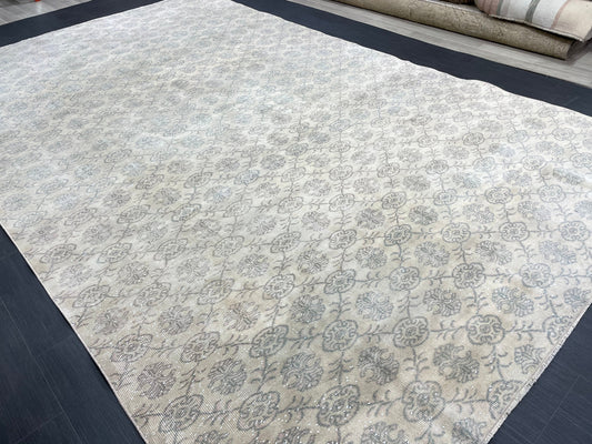 Muted RUG TURKISH 7.4 x 12 Rug Vintage Rug Natural Wool Oushak Rug Handmade Persian Rugs Vintage Turkish Rug Neutral Oriental rug