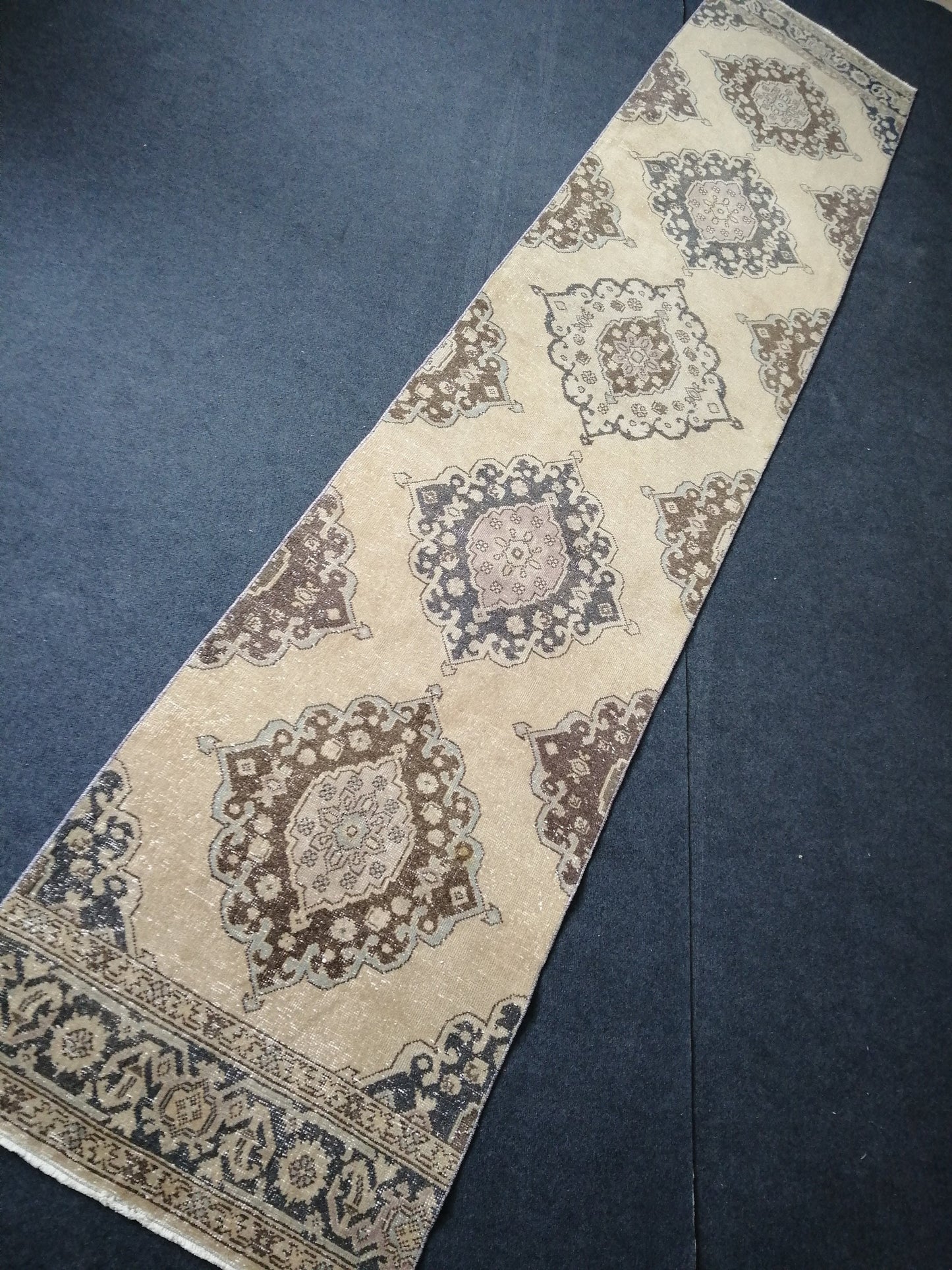 13.7 x 2.8 Vintage Oushak Runner Rug Turkish Runner Rug Vintage Runner Rug Hallway Runner Rug Kitchen Runner Rug Wool Runner Rug Wool Oushak