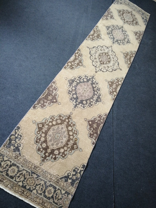 13.7 x 2.8 Vintage Oushak Runner Rug Turkish Runner Rug Vintage Runner Rug Hallway Runner Rug Kitchen Runner Rug Wool Runner Rug Wool Oushak