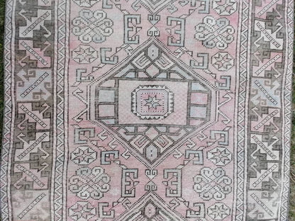 Vintage wool rug, mute vintage handmade wool bedding rug, 4x5'4 turkish rug, oushak hand made rug, kitchen rug bohemian rug, living room rug