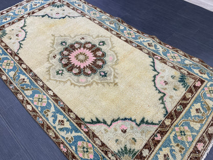 Handmade Oushak 3.5 x 6.7 Rug Handmade Rug Turkish Rug Hand Knotted Rug Muted Turkish Rug, Farmhouse Rug, Vintage Rug, Wool rug