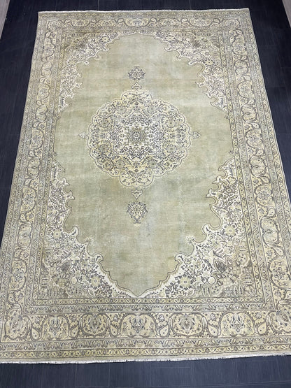 Vintage Turkish Rug Vintage Green 7x10 ft Rug, Oriental Rug Wool Rug Fine Hand Knotted Vintage Rug HandMade Rug Persian Rug