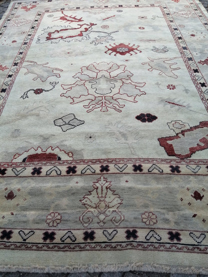 9x12 OUSHAK RUG, TURKISH Oushak Rug, Vintage Authentic Oushak  Rug, Rug, Wool Oushak Rug Hand Made Rugs, Made In Turkey Oushak Rug