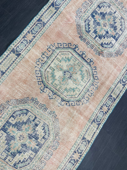 Distressed Vintage Runner Rug 4.3 x 11.8 ft Turkish Runner Rug Vintage Runner Rug Hallway Runner Rug Kitchen Runner Rug Wool Pile Runner Rug