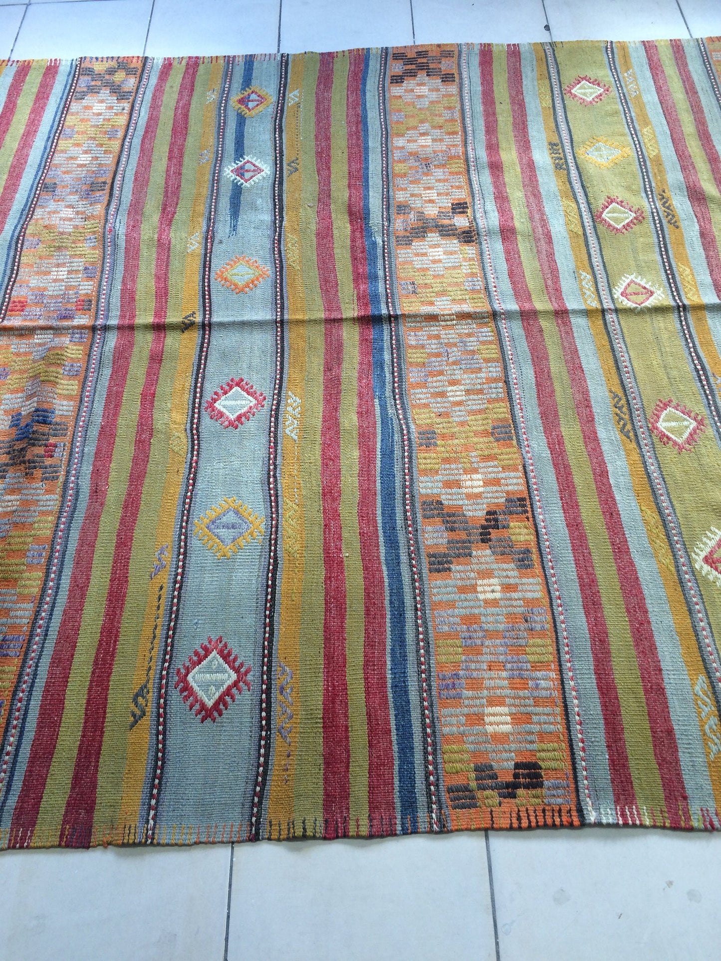 5.9 x 9.8 OUSHAK Flat weave RUG TURKISH Flatweave Oushak Rug Vintage Oushak Runner Rug Vintage Runner Rug Wool Oushak Rug Hand Made Rugs