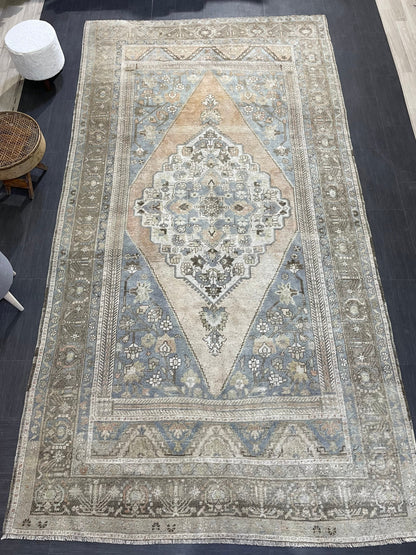 Wool TURKISH Rug, Muted Handmade 6.7 x 12.5 Rug, Hand Knotted Rug, Oushak Rug, Vintage Oriental Rug, Muted Persian Rug, Anatolian Rug