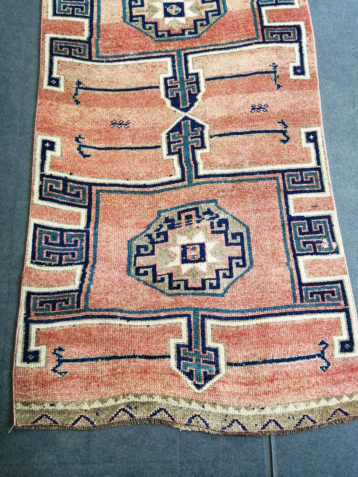 4.3 x 12.7 Large OUSHAK RUG TURKISH Oushak Rug Vintage Oushak Runner Rug Vintage Runner Rug Wool Oushak Rug Handmade Rug Hand Knotted Rug