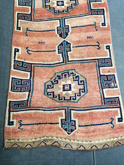 4.3 x 12.7 Large OUSHAK RUG TURKISH Oushak Rug Vintage Oushak Runner Rug Vintage Runner Rug Wool Oushak Rug Handmade Rug Hand Knotted Rug